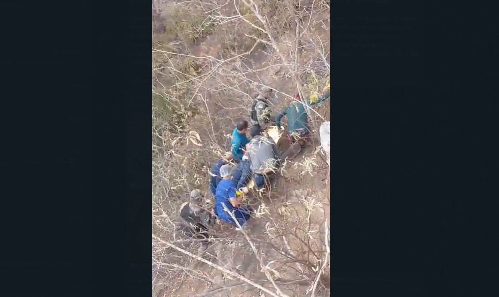 Piloto de parapente cai durante voo em Sítio Novo — Foto: Reprodução