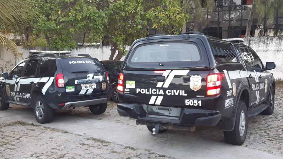 Viaturas da Polícia Civil do Rio Grande do Norte — Foto: Sérgio Henrique Santos/Inter TV Cabugi