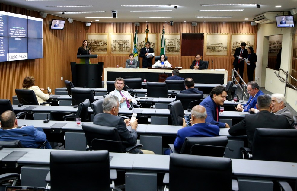 Vereadora Camila Araújo preside sessão na Câmara Municipal de Natal — Foto: Elpídio Júnior/CMN