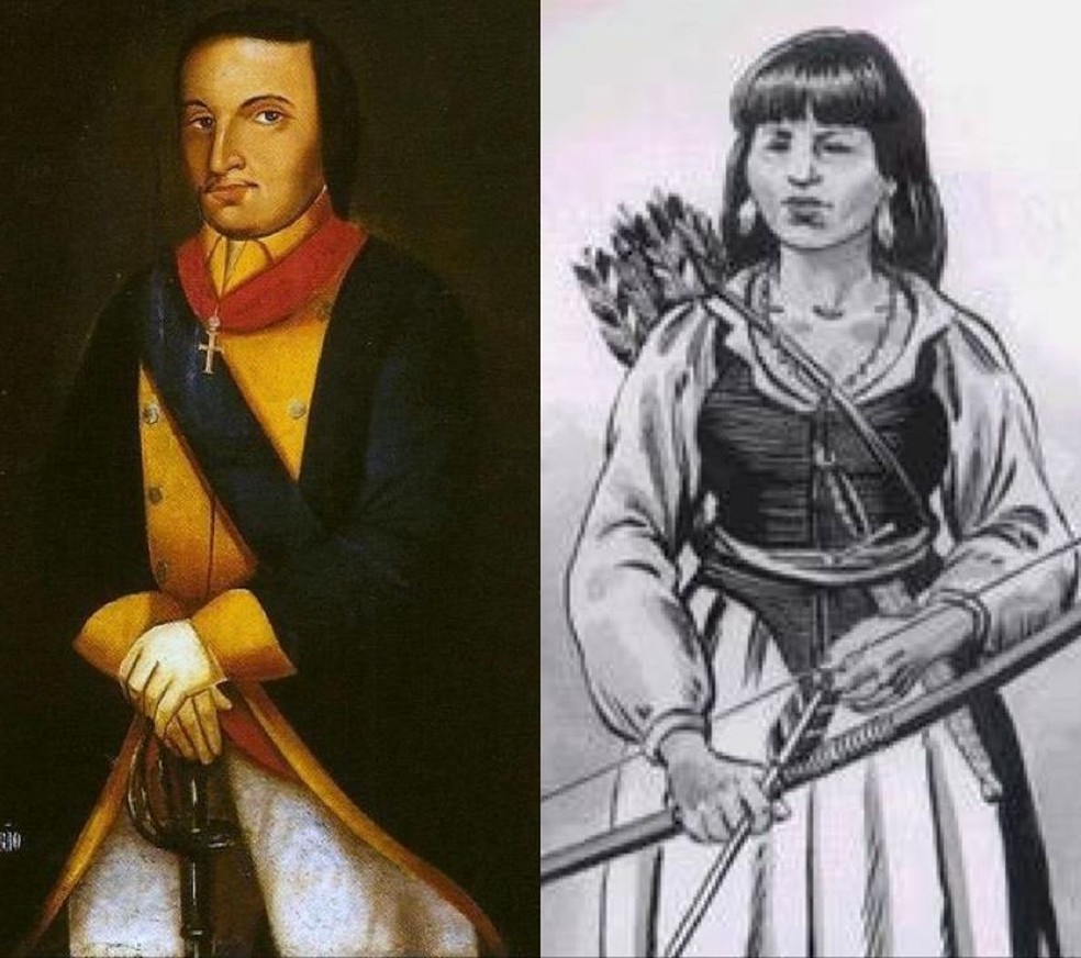 Felipe e Clara Camarão, únicos potiguares a terem os nomes escritos no Livro dos Heróis e Heroínas da Pátria — Foto: Reprodução