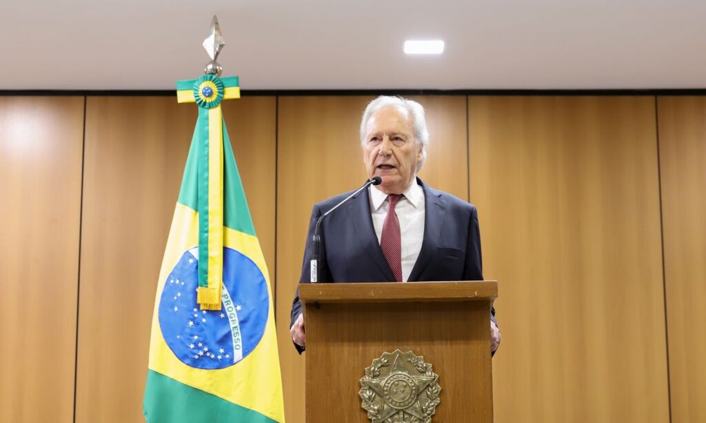 Brasília 19/03/2024 - O ministro da Justiça, Ricardo Lewandowski, durante pronunciamento sobre o caso Marielle Franco. Foto: Jamile Ferraris / MJSP.