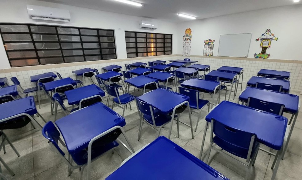 Sala de aula da Escola Estadual Padre Bernardino Fernandes, em Marcelino Vieira, no RN — Foto: João Vital