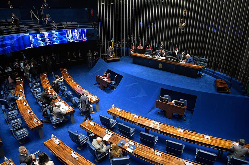 Mesa: senador Sergio Moro (União-PR); presidente do Senado Federal, senador Rodrigo Pacheco (PSD-MG); secretário-geral da Mesa do Senado Federal, Gustavo A. Sabóia Vieira; senador Jaques Wagner (PT-BA).