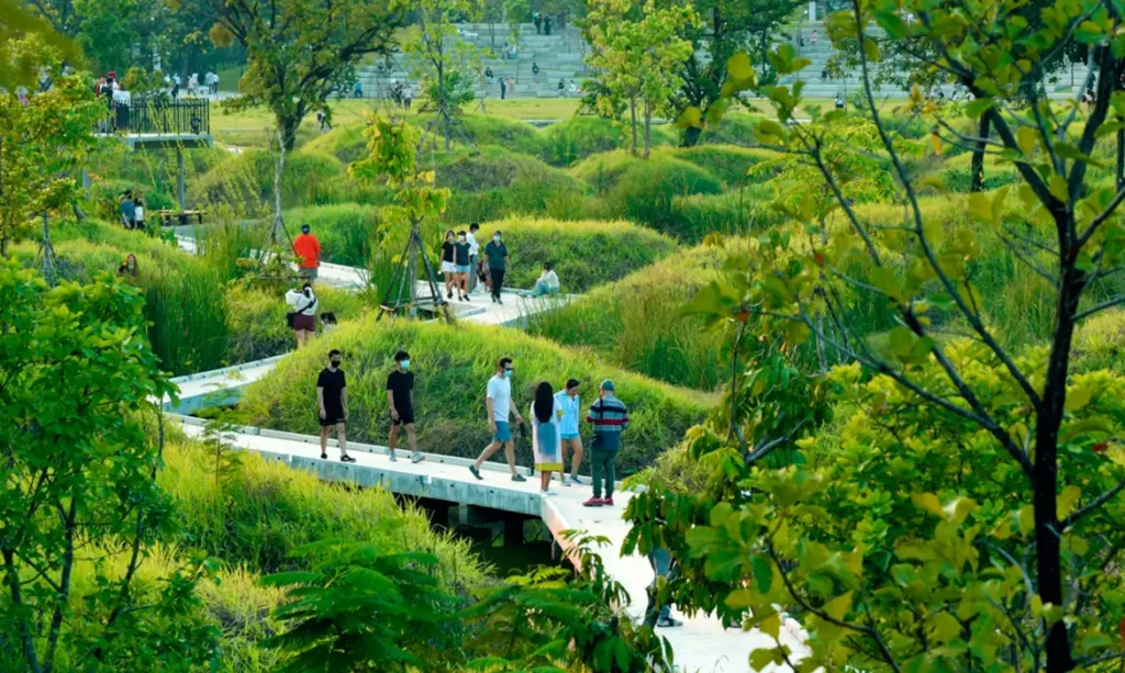 China. Projeto de cidade-esponja do paisagista e arquiteto chinês Kongjian Yu. Jinhua Harbin Qunli Stormwater Park. Foto Divulgação escritório Turenscape