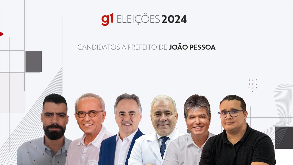 Candidatos a prefeito de João Pessoa nas Eleições 2024 — Foto: Reprodução