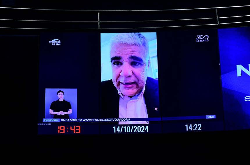 Senador Eduardo Girão (Novo-CE) em pronunciamento via videoconferência.