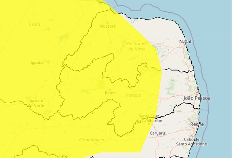 Inmet emite alerta de chuvas para 147 cidades da Paraíba — Foto: Reprodução/Inmet