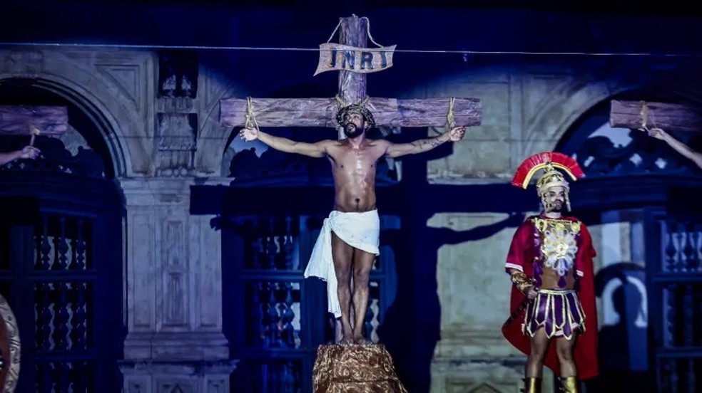 Paixão de Cristo em João Pessoa acontece no adro do Centro Cultural São Francisco — Foto: Daniel Silva/PMJP