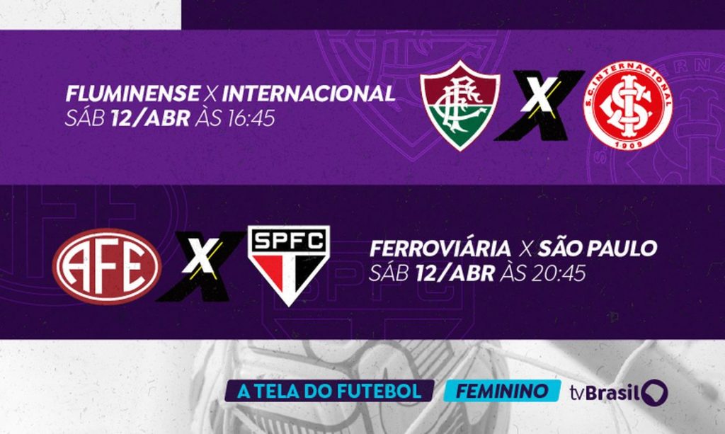 Brasília (DF), 10/04/2025 - Arte Brasileirão Feminino de Futebol: TV Brasil transmite Fluminense X Internacional e Ferroviária X São Paulo. Arte/Agência Brasil