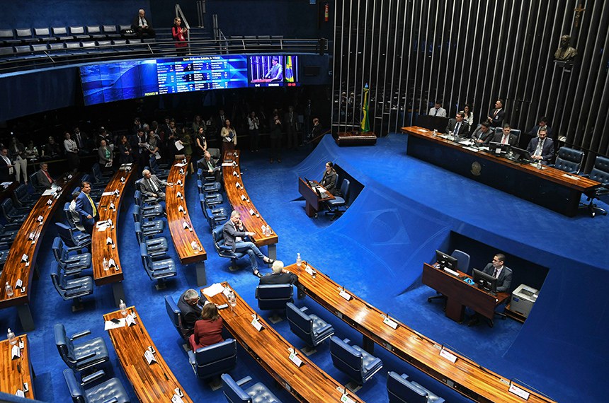 Parlamentares acompanham a sessão.