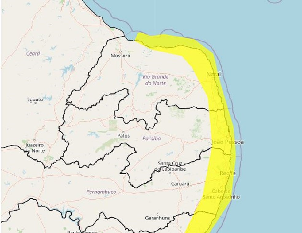 Alerta do Inmet para cidades do Rn — Foto: Divulgação/Inmet