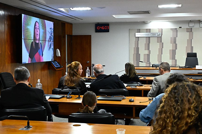 À bancada, convidados participam da reunião.