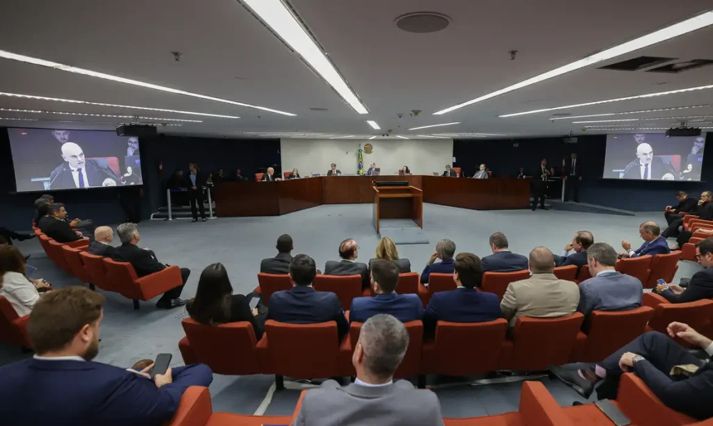 Brasília (DF) 26/03/2025 - O Supremo Tribunal Federal (STF) começa a julgar, o ex-presidente Jair Bolsonaro e mais sete denunciados pela trama golpista vão se tornar réus na ação.
O caso será julgado pela Primeira Turma da Corte, colegiado formado por cinco dos 11 ministros que compõem o tribunal. 
Foto: Antonio Augusto/STF