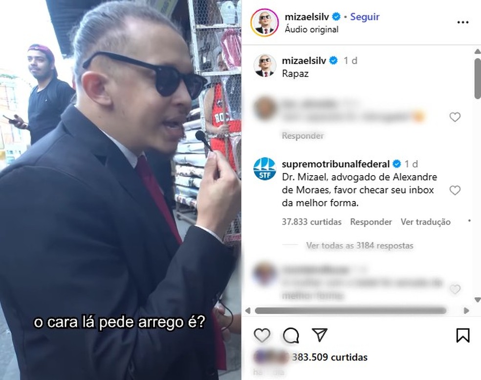 Humorista paraibano faz vídeos dizendo que é advogado do ministro do STF, Alexandre de Moares. — Foto: Reprodução