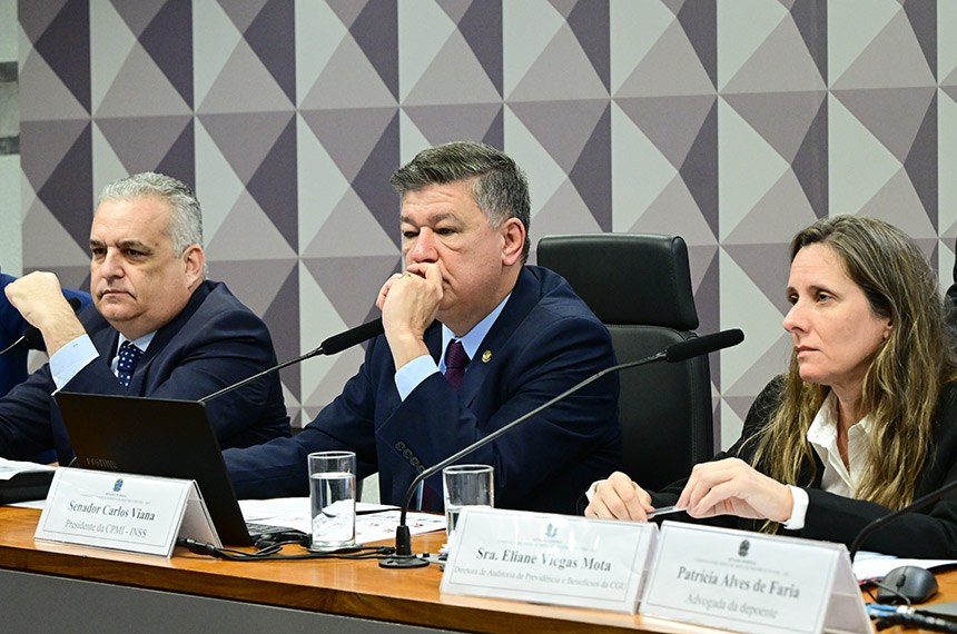 Mesa: 
relator da CPMI - INSS, deputado Alfredo Gaspar (União-AL);
presidente da CPMI - INSS, senador Carlos Viana (Podemos-MG);
diretora de Auditoria de Previdência e Benefícios da Controladoria-Geral da União (CGU), Eliane Viegas Mota.