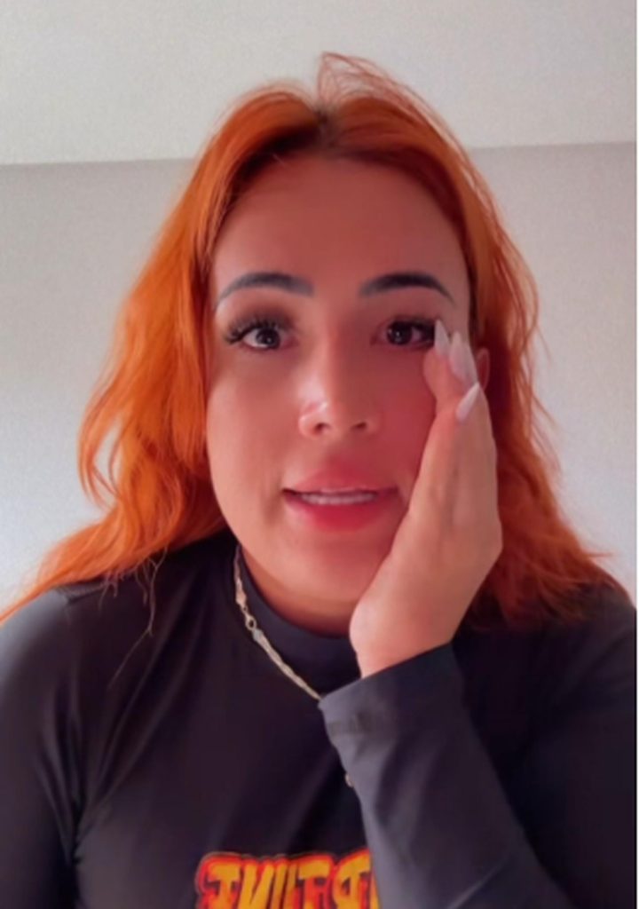 Influenciadora conhecida como 'Ruivinha', desabafando sobre o caso através dos stories do seu perfil no Instagram — Foto: Reprodução/Redes Sociais