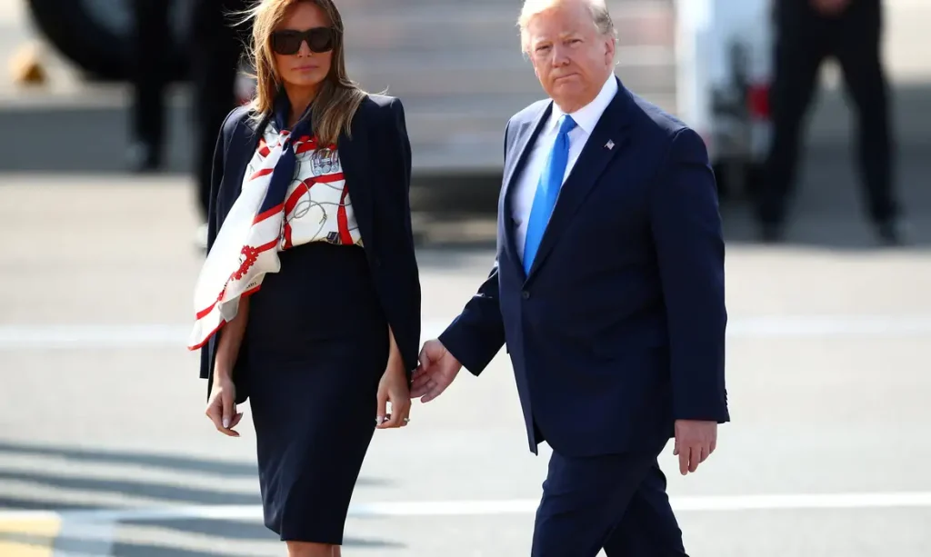 U.S. President Donald Trump and First Lady Melania Trump arrive for their state visit to Britain, at Stansted Airport near London, Britain, June 3, 2019. REUTERS/Carlos Barria     TPX IMAGES OF THE DAY