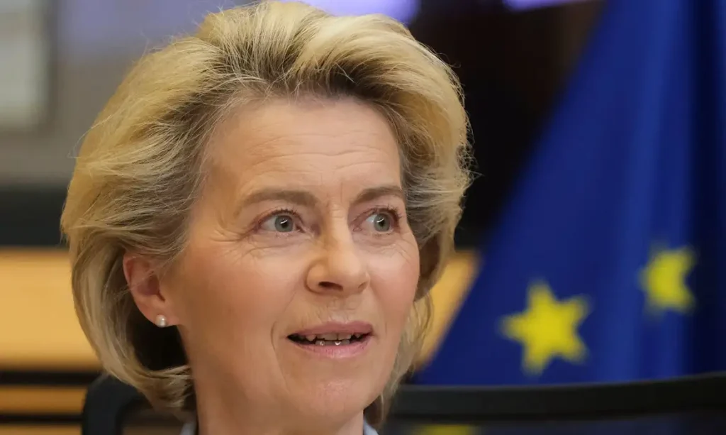 European Commission President Ursula von der Leyen attends the EU commission weekly college meeting, in Brussels, Belgium, March 16, 2022.  Olivier Hoslet/Pool via REUTERS