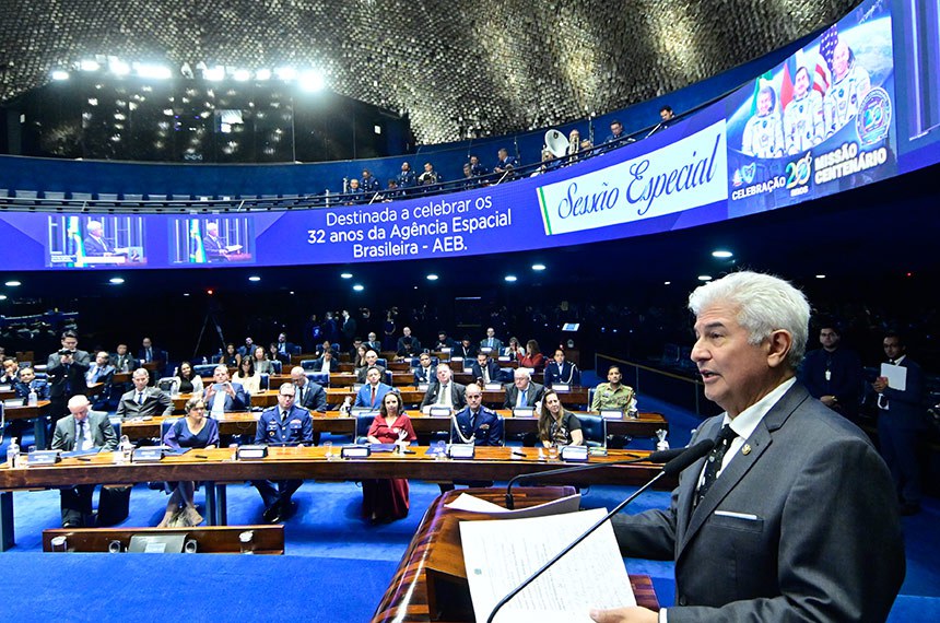 À tribuna, em discurso, senador Astronauta Marcos Pontes (PL-SP).