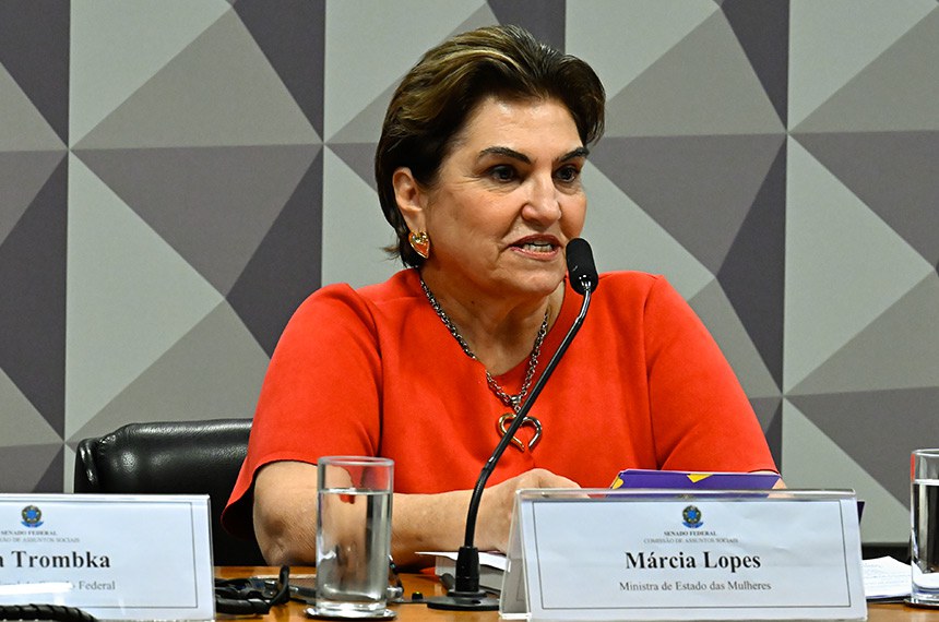 Ministra de Estado das Mulheres, Márcia Helena Carvalho Lopes em pronunciamento à mesa.