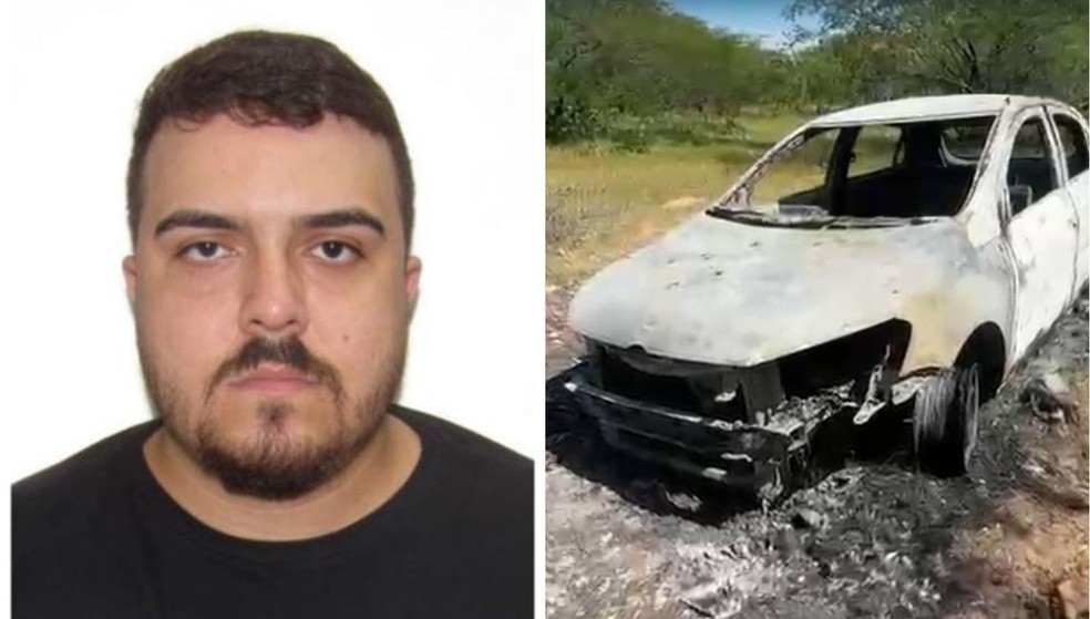 Corpo da vítima foi encontrado cerca de 100 metros distante do carro, em área de mata de Caicó — Foto: Reprodução