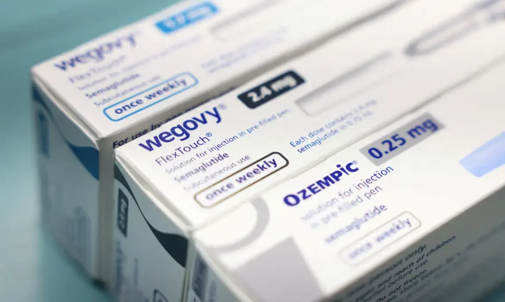 FILE PHOTO: Boxes of Ozempic and Wegovy made by Novo Nordisk are seen at a pharmacy in London, Britain March 8, 2024. Reuters/Hollie Adams/Proibida reprodução