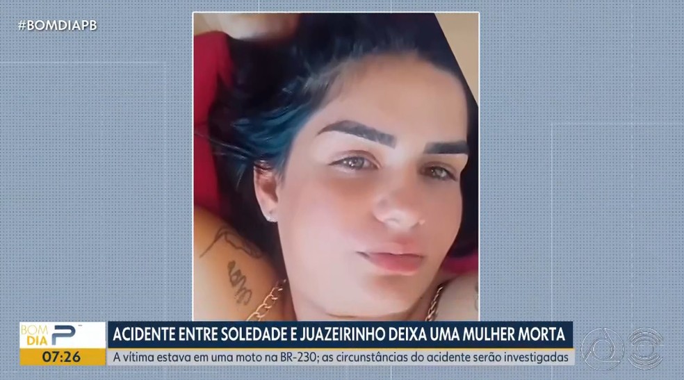 Mulher morre em acidente com motocicleta entre Soledade e Juazeirinho, PB — Foto: Reprodução/TV Cabo Branco
