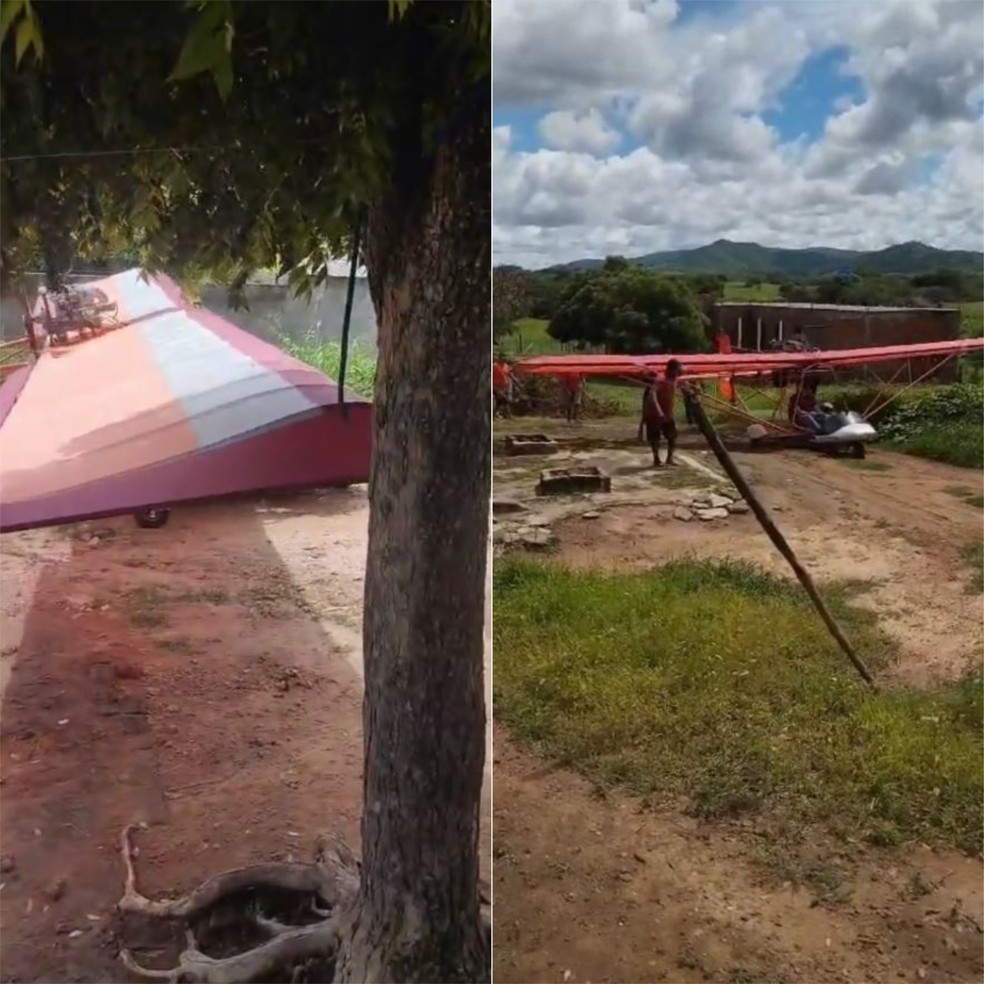 Ultraleve fez pouso forçado em zona rural de José da Penha — Foto: Reprodução