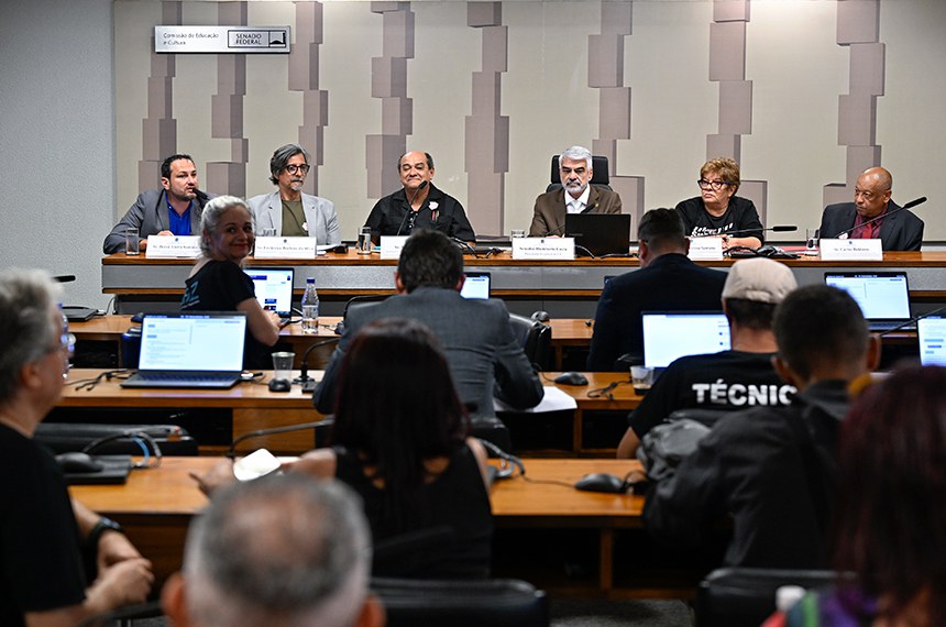 Mesa: 
diretor de Políticas para Trabalhadores da Cultura e da Economia Criativa do Ministério da Cultura (SEC/MinC), Deryk Vieira Santana, em pronunciamento;
técnico de Planejamento e Pesquisa do Instituto de Pesquisa Econômica Aplicada (Ipea), Frederico Barbosa da Silva;
representante da Articulação Nacional de Trabalhadores em Eventos (Ante), Miguel Ribeiro; 
presidente eventual da CE, senador Humberto Costa (PT-PE), conduz audiência;
presidente do Sindicato dos Trabalhadores na Indústria Cinematográfica e do Audiovisual (Sindcine), Sonia Teresa Santana;
diretor de Diálogos Sociais da Secretaria Nacional de Diálogos Sociais e Articulação de Políticas Públicas da Presidência da República (SNDS/SG/PR), Carlos Balduíno.