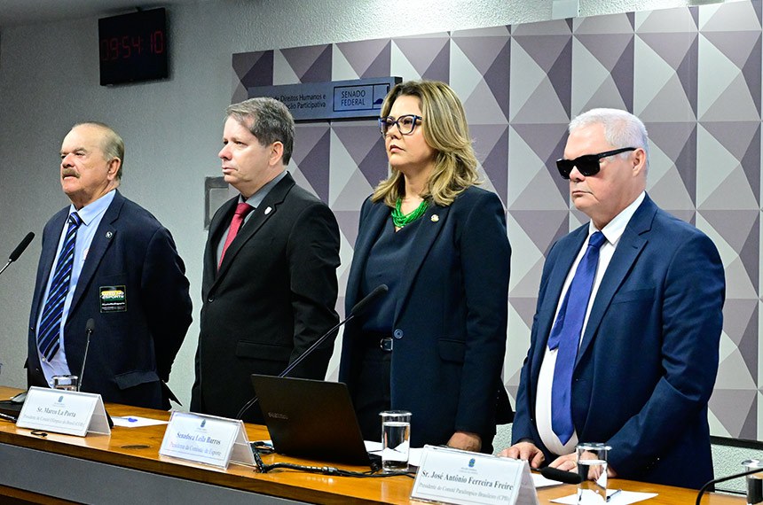 Mesa: 
presidente do Comitê Brasileiro de Clubes (CBC), Paulo Germano Maciel;
presidente do Comitê Olímpico do Brasil (COB), Marco La Porta;
presidente da CEsp, senadora Leila Barros (PDT-DF);
presidente do Comitê Paralímpico Brasileiro (CPB), José Antônio Ferreira Freire.