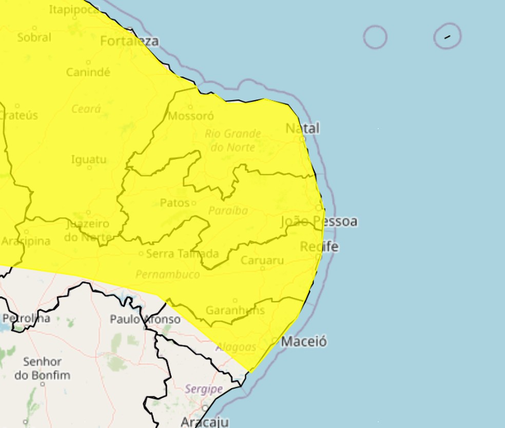 Alerta é válido até as 23h59 desta quarta-feira (8). — Foto: Reprodução/Inmet