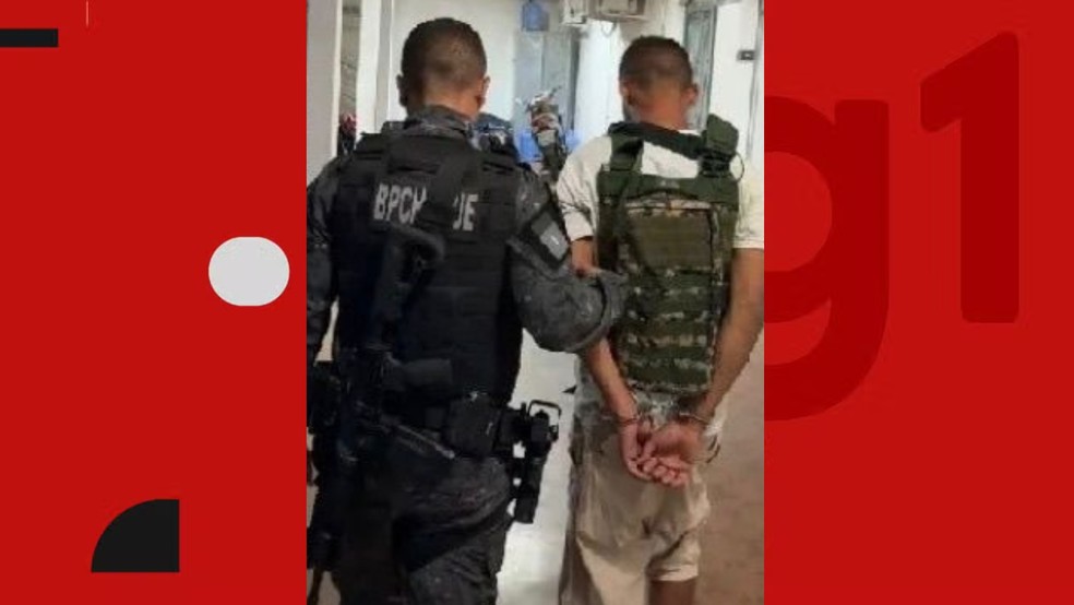 Suspeito preso após confronto coletivo com a Polícia Militar em Patos, no Sertão da Paraíba — Foto: Foto: Reprodução Polícia Militar.