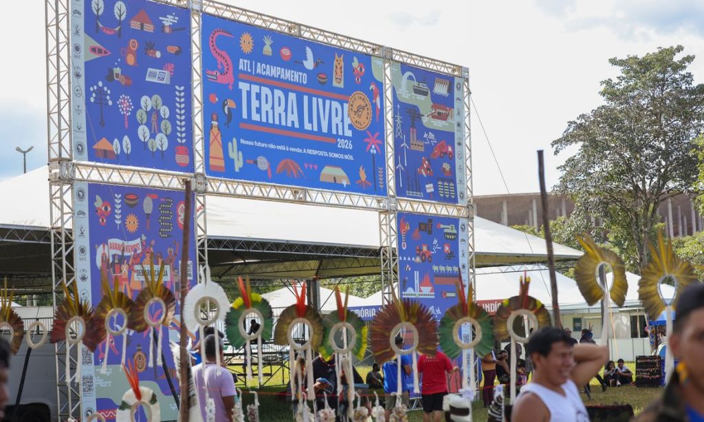 Brasília, DF 05/04/2026 - A 22ª edição do Acampamento Terra Livre (ATL) começa neste fim de semana, em Brasília. O evento é considerado a maior mobilização indígena do país. Foto: Fabio Rodrigues-Pozzebom/ Agência Brasil
