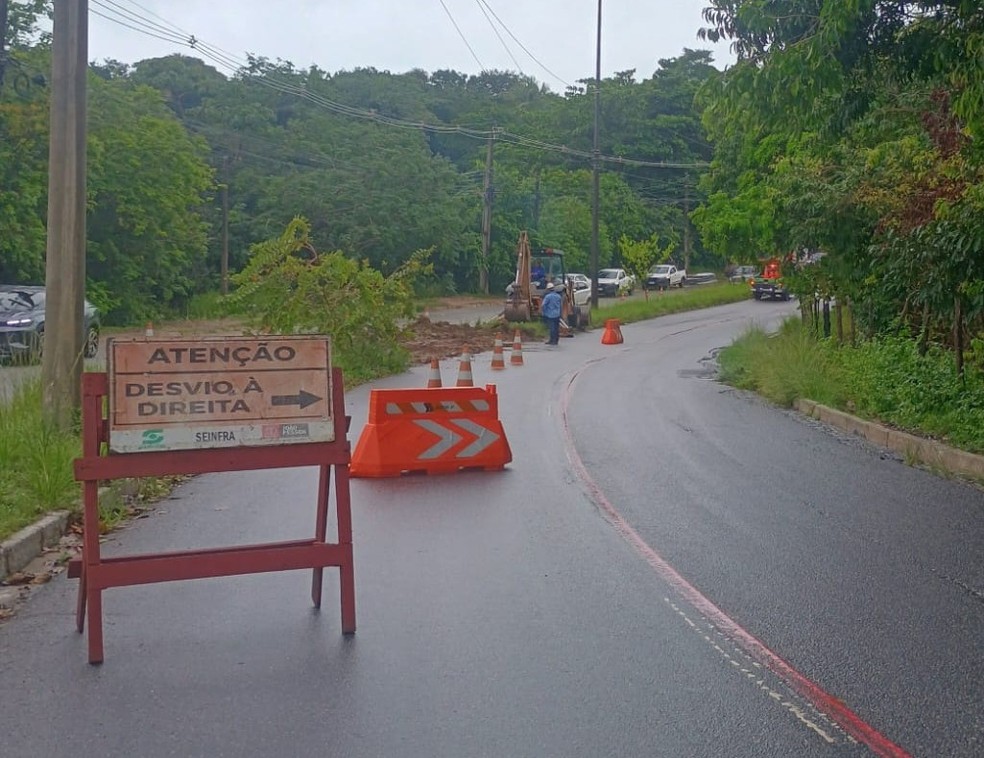 Ladeira do timbó interditada — Foto: Reprodução/Semob-JP