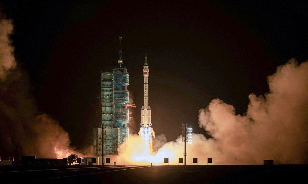 A Long March 2F rocket carrying the Shenzhou-23 spacecraft with astronauts Zhu Yangzhu, Zhang Zhiyuan, and Lai Ka-ying, who is the first astronaut from Hong Kong, blasts off to China's Tiangong space station from the launchpad at the Jiuquan Satellite Launch Center, near Jiuquan, Gansu province, China, May 24, 2026. REUTERS/Maxim Shemetov