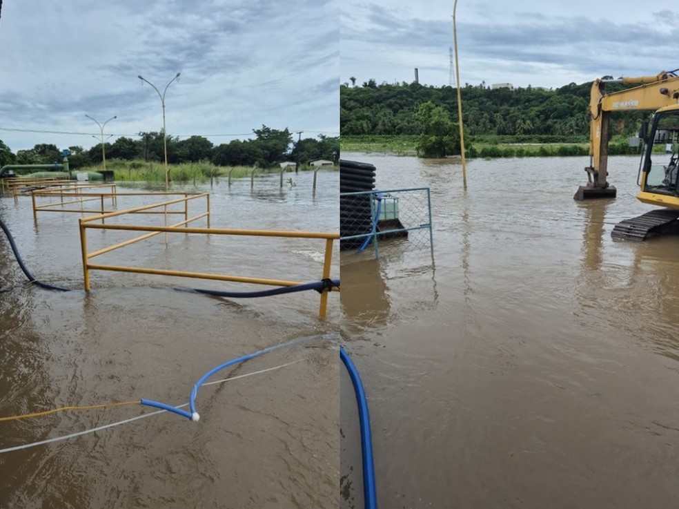 Chuvas inundam estação e interrompem abastecimento de água em João Pessoa, Cabedelo e Conde, na PB; veja bairros afetados — Foto: Divulgação/Cagepa