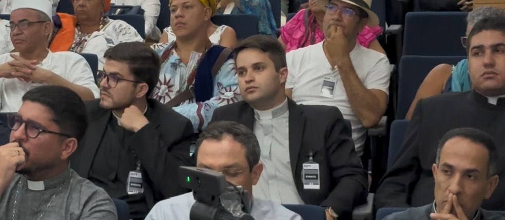 Danilo César, padre denunciado por intolerância religiosa em fala sobre Preta Gil participou do ato do MPF — Foto: Diogo Pinheiro/TV Cabo Branco
