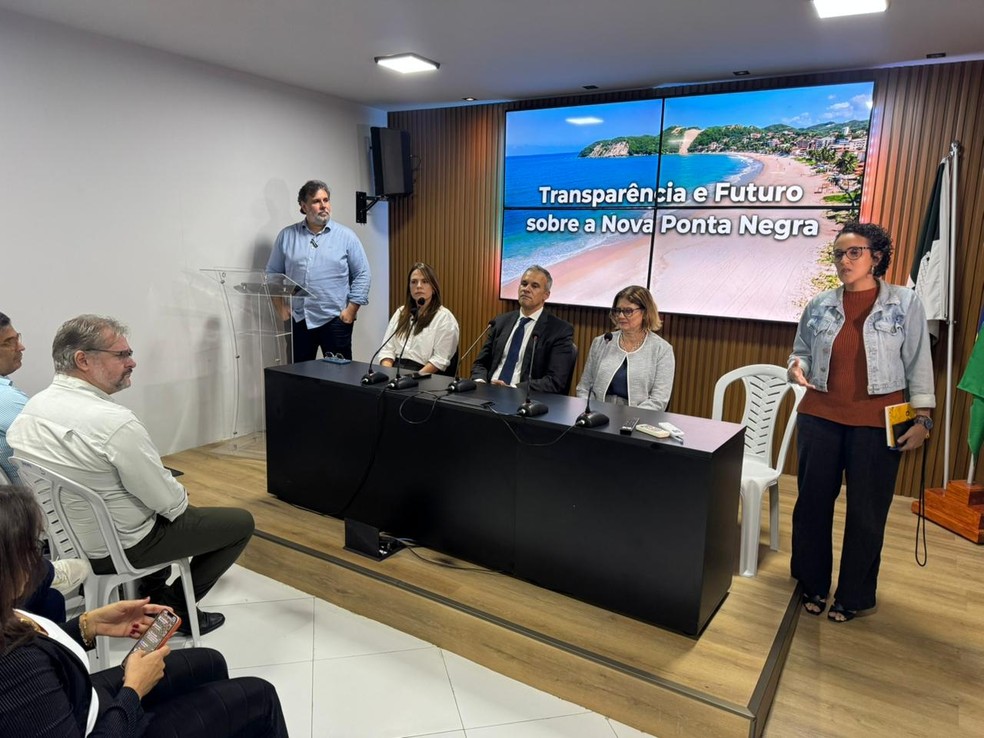 Prefeitura de Natal apresenta nova obra no sistema de saneamento da praia de Ponta Negra — Foto: Sérgio Henrique Santos/Inter TV Cabugi