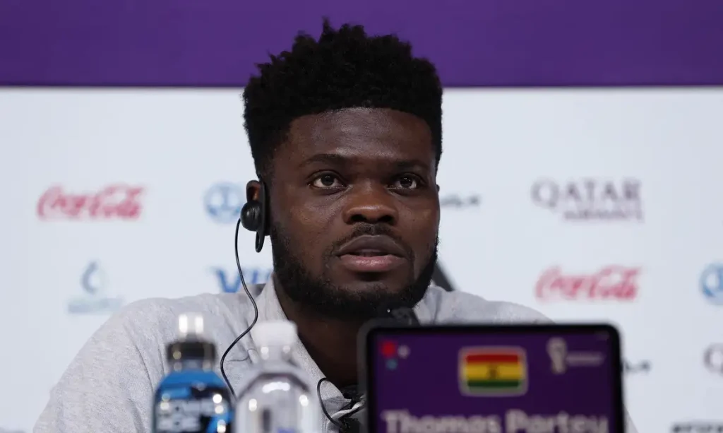Thomas Partey, de Gana, durante entrevista coletiva
1º de dezembro de 2022 REUTERS/Benoit Tessier