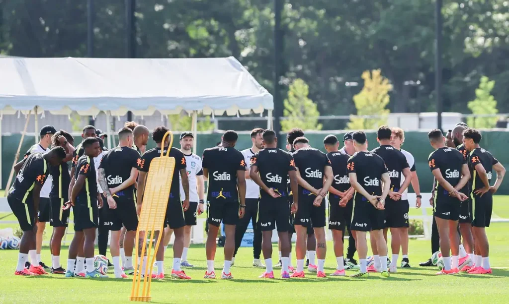 Soccer Football - FIFA World Cup 2026 - Brazil Training - Columbia Park Training Facility, Morristown, New Jersey, U.S. - June 15, 2026
General view during training IMAGN IMAGES via Reuters/Caean Couto