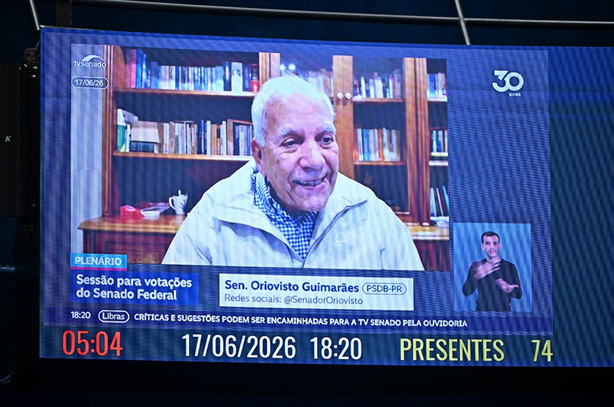Em pronunciamento via videoconferência, senador Oriovisto Guimarães (PSDB-PR).