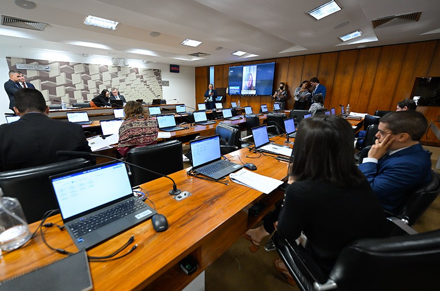 Telão exibe, pronunciamento, via videoconferência da senadora Daniella Ribeiro (PP-PB).