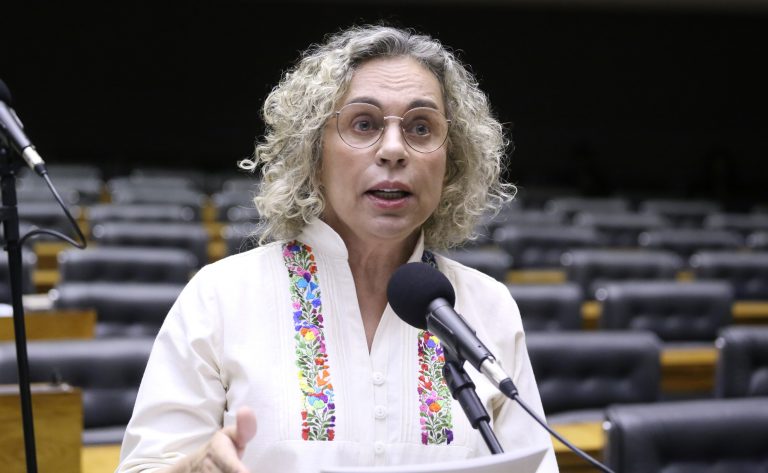 Deputada Ana Paula Lima fala ao microfone