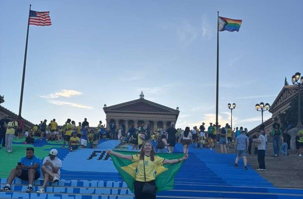 Torcedora da Paraíba mostra movimentação dos brasileiros na Filadélfia durante a Copa de 2026 — Foto: Arquivo Pessoal / Francilene Sousa
