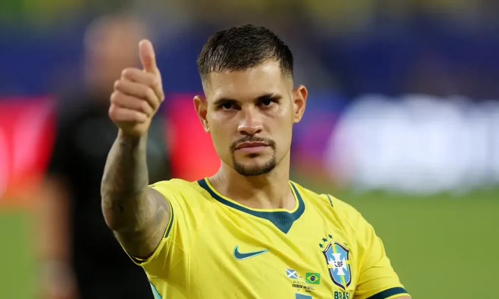 Soccer Football - FIFA World Cup 2026 - Group C - Scotland v Brazil - Miami Stadium, Miami Gardens, Florida, U.S. - June 24, 2026
Brazil's Bruno Guimaraes celebrates after the match REUTERS/Paul Childs