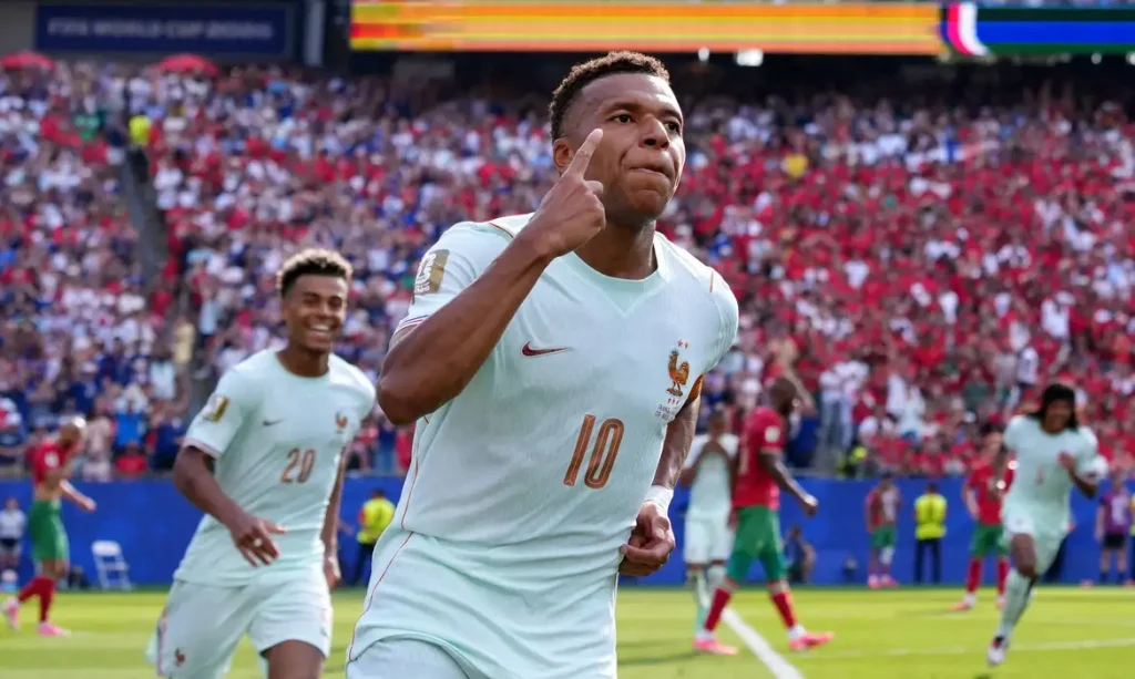 Soccer Football - FIFA World Cup 2026 - Quarter Final - France v Morocco - Boston Stadium, Foxborough, Massachusetts, U.S. - July 9, 2026 France's Kylian Mbappe celebrates scoring their first goal IMAGN IMAGES via Reuters/David Butler Ii