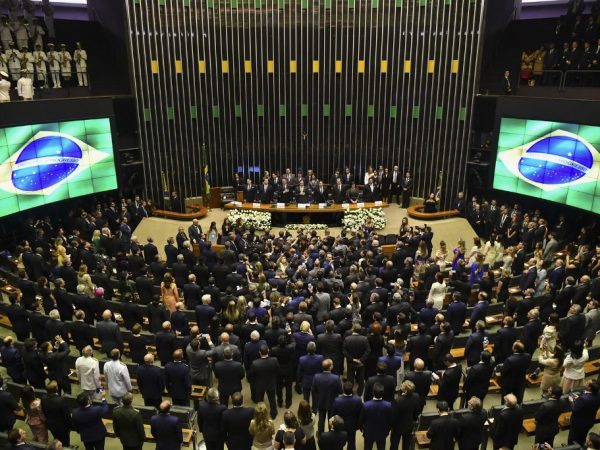 Visão geral do Congresso durante cerimônia de posse do presidente eleito do Brasil, Jair Bolsonaro — Foto: Nelson Almeida/AFP