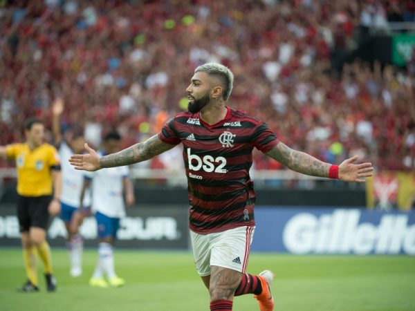 Gabigol marcou os dois gols do Flamengo — Foto:  Alexandre Vidal/CRF