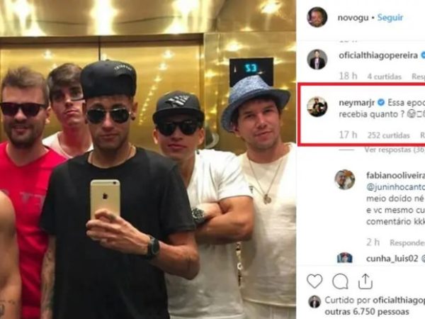 Jogador comentou a foto de Gustavo Almeida, um dos seus melhores amigos, no Instagram — Foto: Reprodução/ Instagram.
