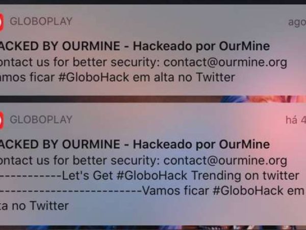 Mensagem de hackers após invasão ao sistema de notificações do Globoplay — Foto: Reprodução/Twitter/Estadão Conteúdo